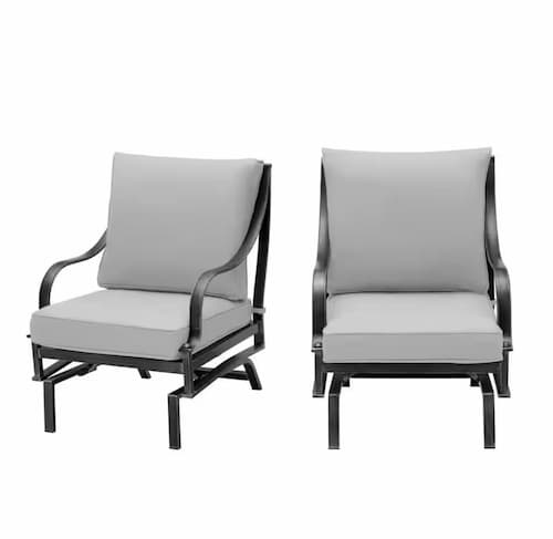 Hampton Bay Highland Point Black Pewter Aluminum Outdoor Patio Rocking Lounge Chair