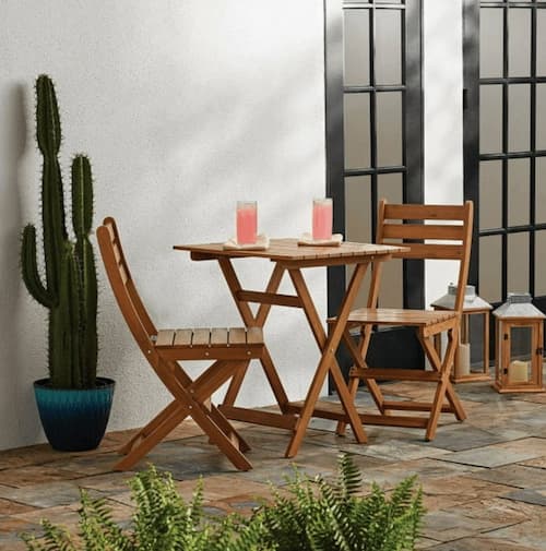 Mainstays Outdoor Patio 3-Piece Wood Bistro Set