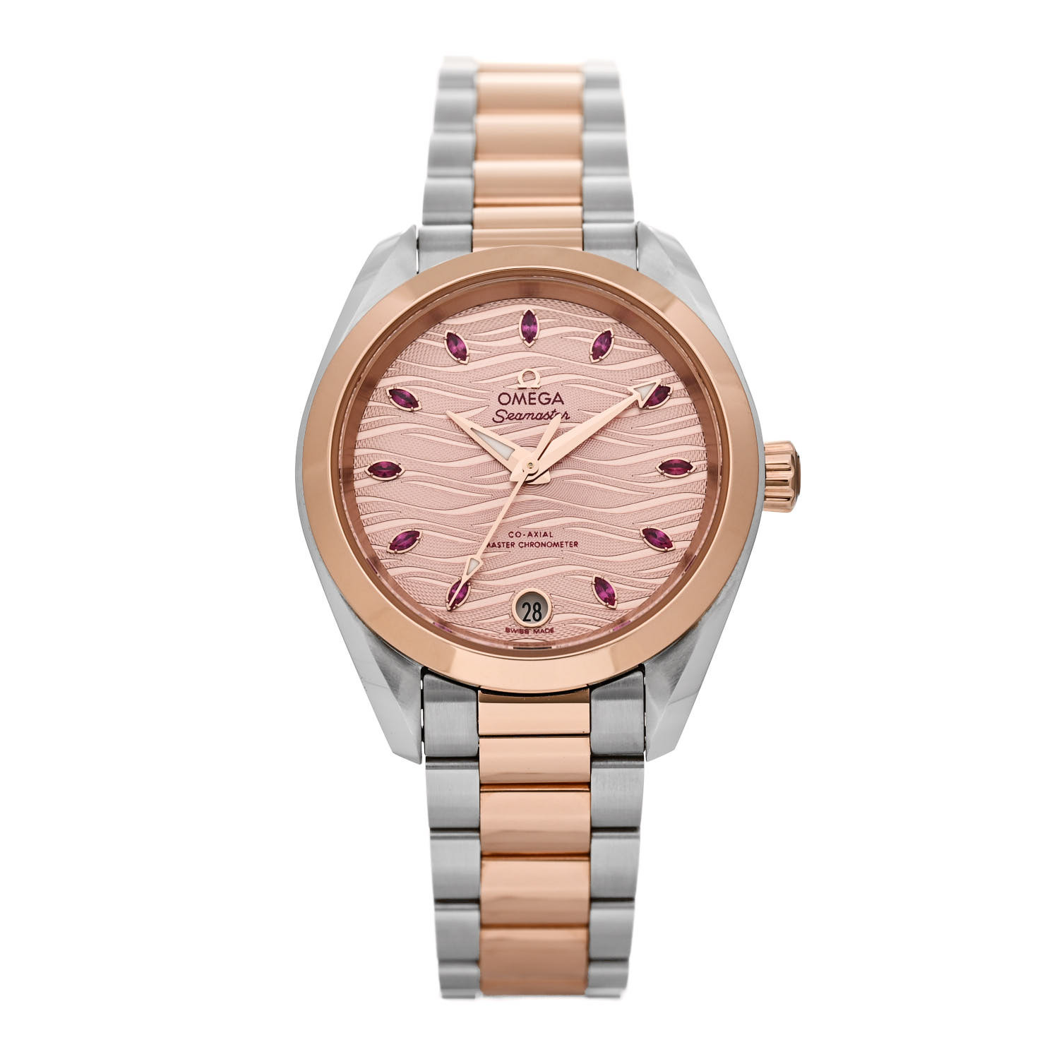 OMEGA Stainless Steel 18K Sedna Gold Ruby 34mm Seamaster Aqua Terra Co-Axial Automatic Watch Pink reference 220.20.34.20.60.001 by FASHIONPHILE