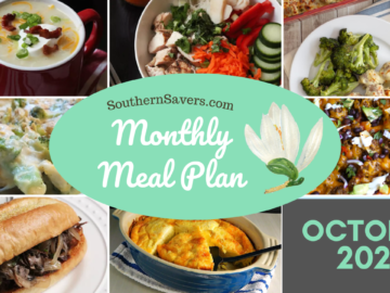 Southern Savers FREE October 2021 Monthly Meal Plan