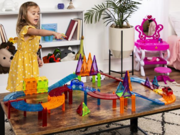 212-Piece Magnetic Tile Car Racetrack STEM Building Toy Set $59.99 After Code (Reg. $64.99) + Free Shipping | Includes 2 Toy Cars