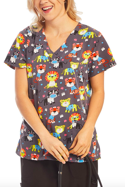 Comfy, Printed Scrub Tops only $12.99 + shipping!