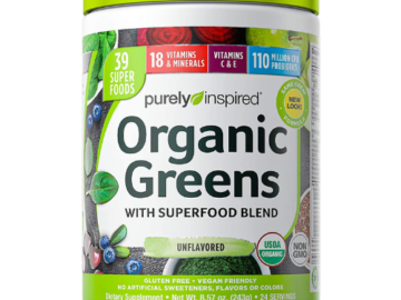 24 Servings Purely Inspired Organic Greens Powder Superfood Smoothie Mix as low as $10.82 Shipped Free (Reg. $19.99) | 45¢ each serving! + MORE Workout Essentials!