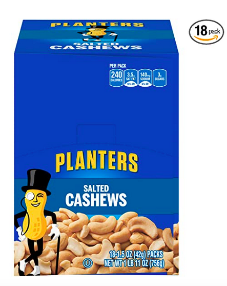 Planters Salted Cashews, 1.5 oz. Bags (18 Pack) only $11.04 shipped!