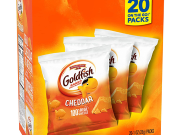 20-Count Pepperidge Farm Goldfish Cheddar Crackers as low as $7.30 Shipped Free (Reg. $18.97) | 37¢ each pouch!