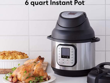 Instant Pot 6 Qi. Air Fryer Lid 6 in 1, No Pressure Cooking Functionality $49.95 Shipped Free (Reg. $89.99) – FAB Ratings! 15K+ 4.6/5 Stars!