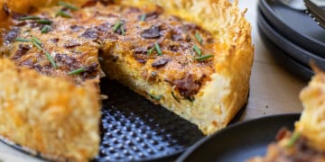 Look For New Amish Country Swiss Colby Cheese – Try It For My Hash Brown Crusted Bacon, Cheese & Onion Quiche