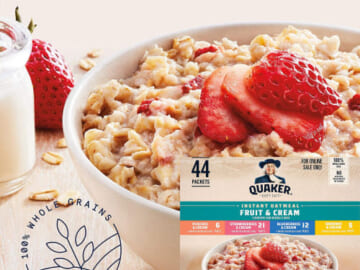 44 Count Quaker Instant Oatmeal Fruit & Cream Variety Pack Packets $10.39 (Reg. $13) – $0.24/ packet