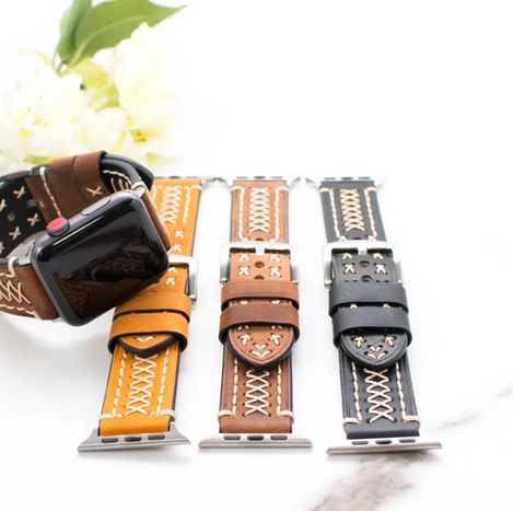 Leather Stitched Apple Watch Band
