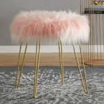 Round Faux Fur Ottoman only $29.99 shipped!