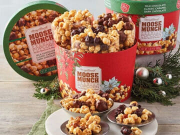 Cheryl’s 2-Pack Moose Munch Premium Holiday Popcorn Drum $47.99 After Code (Reg. $60) – 6 Bags in All! $24/ Drum or $8/ Bag + 20% Off Select Items After Code (Thru 11/19)