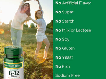 Nature’s Bounty Vitamin B-12 Tablets 100-Count Bottle as low as $2.54 Shipped Free (Reg. $11) | Just 3¢/Tablet!