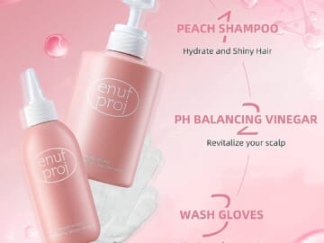 ENOUGH PROJECT Sweet Peach Shampoo and Vinegar Treatment Gift Set $20.99 Shipped Free (Reg. $30) | FAB Ratings! PH Balancing Shampoo, with AP’s Exclusive Ingredient and Technology
