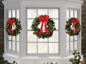 Set of 3 Classic Faux Pre-Lit LED Christmas Wreaths from $10.50 (Reg. $20) – $3.50 per wreath