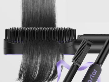 Negative Ion Hair Straightener Brush $23.49 After Code (Reg. $47) | Reduces Frizz & Flyaways!