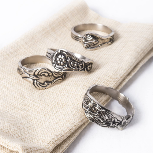 Amazon Cyber Monday! 4-Piece Decorative Assorted Silver Napkin Ring Set $14.39 (Reg. $17.99) | $3.60 each!