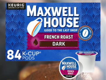 Amazon Cyber Monday! 84-Count Maxwell House French Roast Dark Roast K-Cup Coffee Pods $22.51 (Reg. $28.14) | 27¢ each!