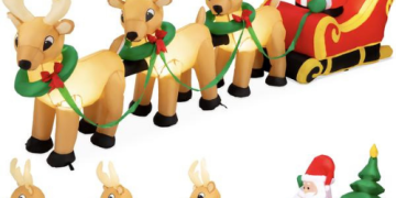 Lighted Inflatable Santa Claus & Reindeer $84.99 Shipped Free (Reg. $129.99)