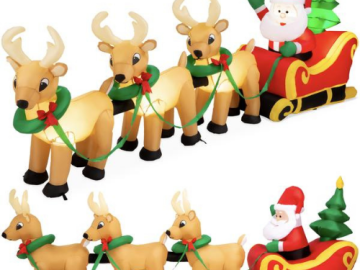 Lighted Inflatable Santa Claus & Reindeer $84.99 Shipped Free (Reg. $129.99)