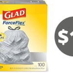 Glad ForceFlex 13 Gallon Drawstring Trash Bags 100 ct for $12