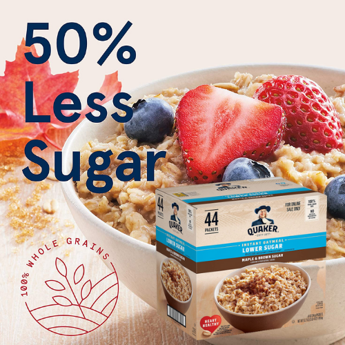 44-Pack Quaker Instant Oatmeal Lower Maple & Brown Sugar as low as $9.99 Shipped Free (Reg. $28.72) | 23¢ each!