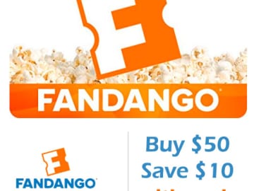 Fandango Gift Cards Buy $50 Save $10 After Code