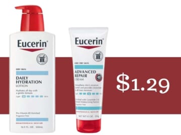 $1.29 Eucerin Daily Hydration Lotion & Advanced Repair Cream