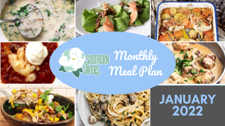 Southern Savers FREE January 2022 Monthly Meal Plan