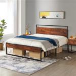 Upgrade your Bedroom with this FAB Alden Design Industrial Metal and Wood Platform Queen Bed, Just $149.87 + Free Shipping!