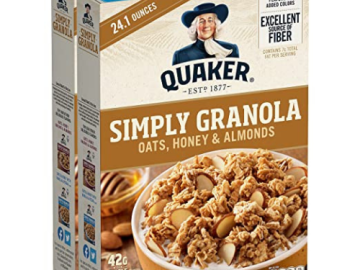 2 Pack Quaker Simply Granola Honey & Almonds, 24 oz. Boxes as low as $6.59 Shipped Free (Reg. $11) | $3.30/Box