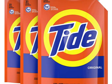 3 Pack Tide Liquid Laundry Detergent Pouch as low as $10.79 Shipped Free (Reg. $22) | $3.60 each 31-Load Pouch or Just 11¢ Per Load!