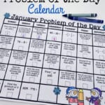 Free Printable Math Problem of the Day January 2022 Calendar