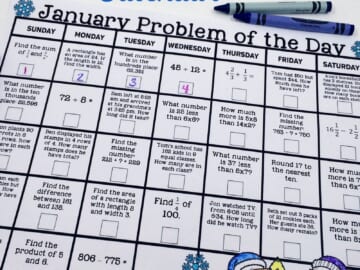 Free Printable Math Problem of the Day January 2022 Calendar