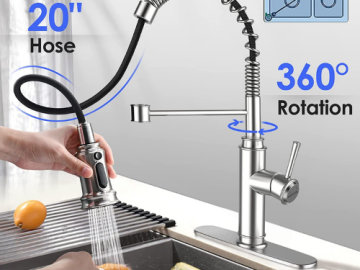 Spring Kitchen Sink Faucet with 3 Modes $39.99 After Code (Reg. $85.99) + Free Shipping