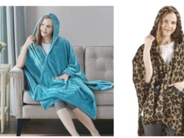Plush Hooded Throw with Pockets for $8.88