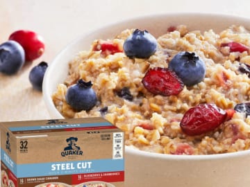 32 Packets Quaker Steel Cut Quick 3-Minute Oatmeal, 2 Flavor Variety Pack as low as $11.54 Shipped Free (Reg. $16.49) – $0.36/Packet