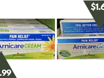 Boiron Arnicare Stacking Deals | Pain Relief Cream & Gel as Low as $1.69