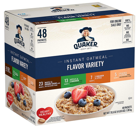 Quaker Instant Oatmeal, 4 Flavor Variety Pack (48 count) only $8.33 shipped!