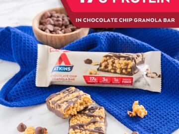 5 Count Atkins Keto Friendly Protein Meal Bars, Chocolate Chip Granola as low as $4.58 Shipped Free (Reg. $8) – FAB Ratings! $0.92 each