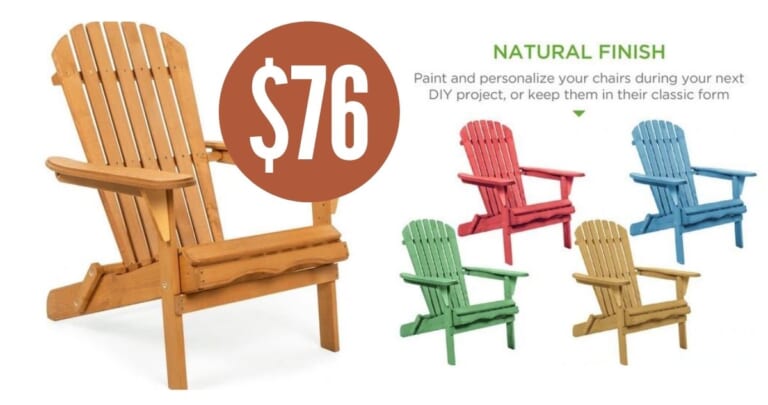 Folding Wood Adirondack Chair for $76