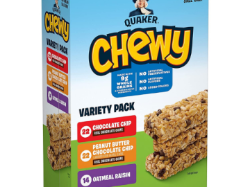 58-Count Quaker Chewy Granola Bars 3 Flavor Variety Pack as low as $9.55 Shipped Free (Reg. $13.99) | 16¢ each!