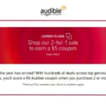 Audible 2-For-1 Sale + $5 Credit