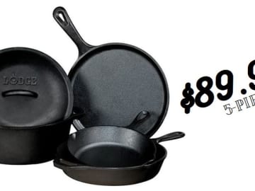 Lodge Pre-Seasoned Cast Iron 5 Piece Set for $89.90