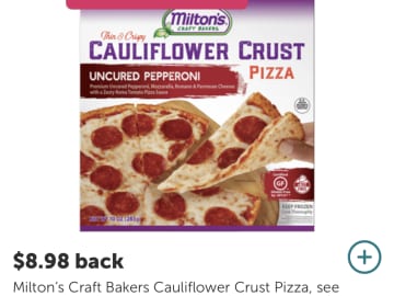 Free Milton’s Craft Bakers Cauliflower Crust Pizza at Walmart after rebate!