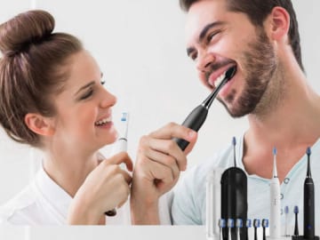Today Only! AquaSonic Duo Dual Handle Ultra Whitening Electric ToothBrushes $33.96 Shipped (Reg. $70) – 18K+ FAB Ratings! With 10 Dupont Brush Heads & 2 Travel Cases