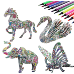 Set of 4 Coloring 3D Animals with 12 Pen Markers for just $6.49 with free Prime shipping!