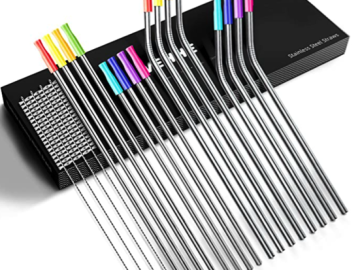 Reusable Metal Straws with Silicone Tips, 16-Pack for just $5.60!