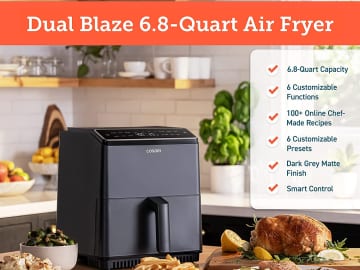 12-in-1 6.8-Quart COSORI Air Fryer with Dual Blaze Technology $139.99 Shipped Free (Reg. $180) – FAB Ratings! Includes Crisper Plate, Works with Alexa & Google Assistant