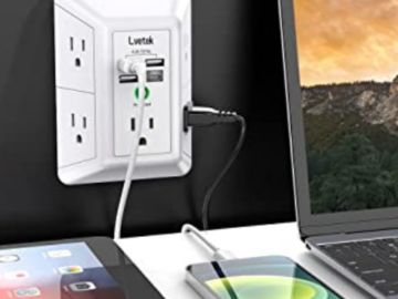 Get Expansion & Protection for your Plugged-in Devices with LVETEK 3 Sided Surge Protector, 5 Outlets, & 4 USB Ports $10.96 (Reg. $15.96) – FAB Ratings! 940+ 4.7/5 Stars!