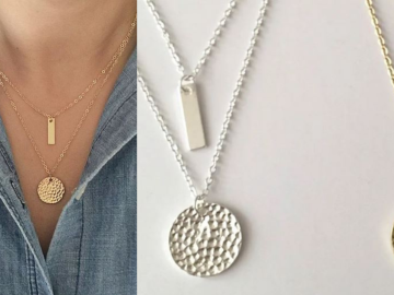 Bar + Hammered Layer Necklace for $14.84 Shipped